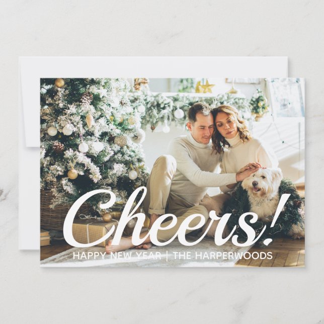Simple Elegant Modern Happy New Year One Photo Holiday Card (Front)