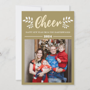 Simple Elegant Modern Happy New Year One Photo Holiday Card