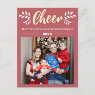 Simple Elegant Modern Happy New Year One Photo Holiday Postcard