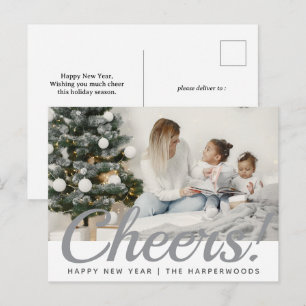 Simple Elegant Modern Happy New Year One Photo Holiday Postcard