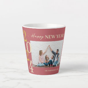 Simple Elegant Modern Happy New Year One Photo Latte Mug