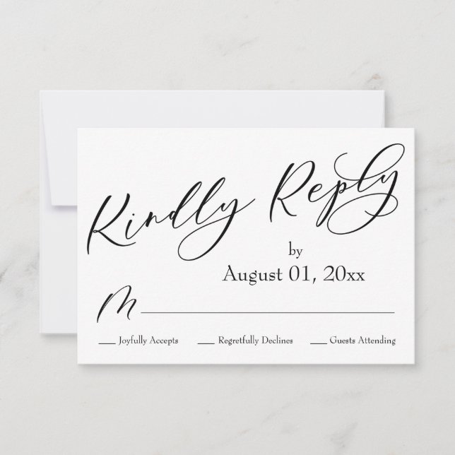 Simple, Elegant, Modern Kindly Reply RSVP Card (Front)
