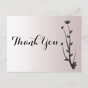 Simple Elegant Modern leaves Thank you Postcard