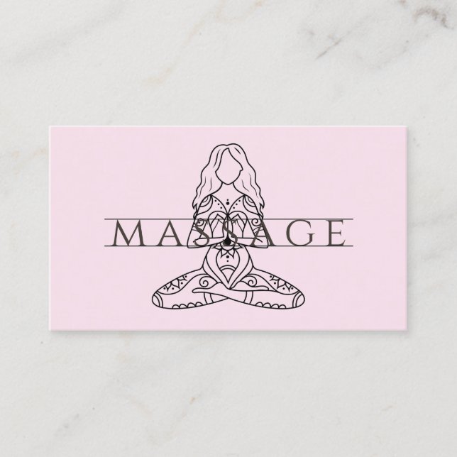 Simple Elegant Modern Massage Therapist Lotus Pose Business Card (Front)