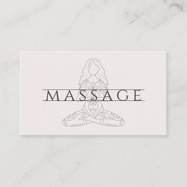 Simple Elegant Modern Massage Therapist Lotus Pose Business Card (Front)