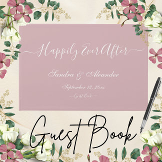 Simple Elegant Modern Minimal Dusty Rose  wedding Guest Book