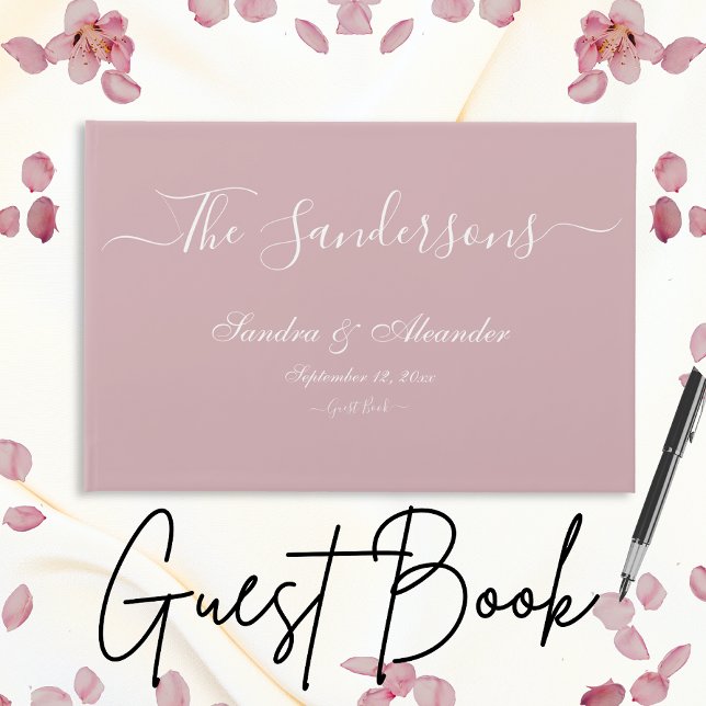 Simple Elegant Modern Minimal Dusty Rose  wedding Guest Book (Creator Uploaded)