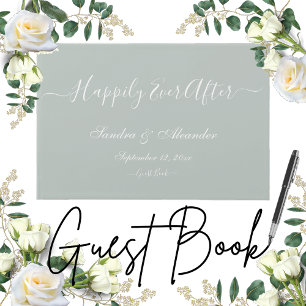 Simple Elegant modern Minimal Eucalyptus Green wed Guest Book