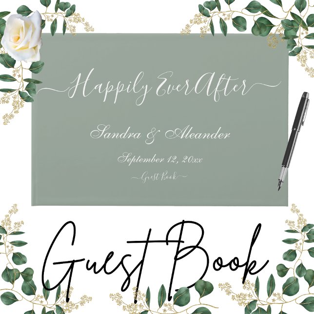 Simple Elegant Modern Minimal Sage Green wedding  Guest Book (Creator Uploaded)