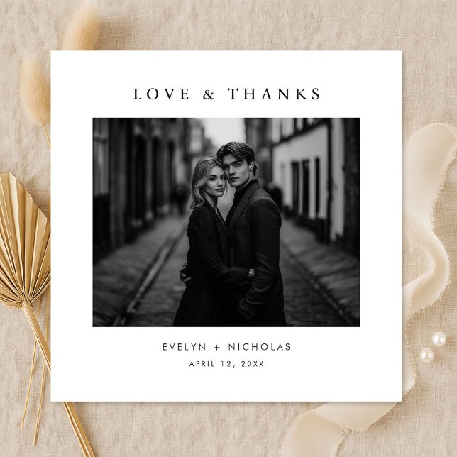 Simple Elegant Modern Minimalist Photo Square Thank You Card (Creator Uploaded)