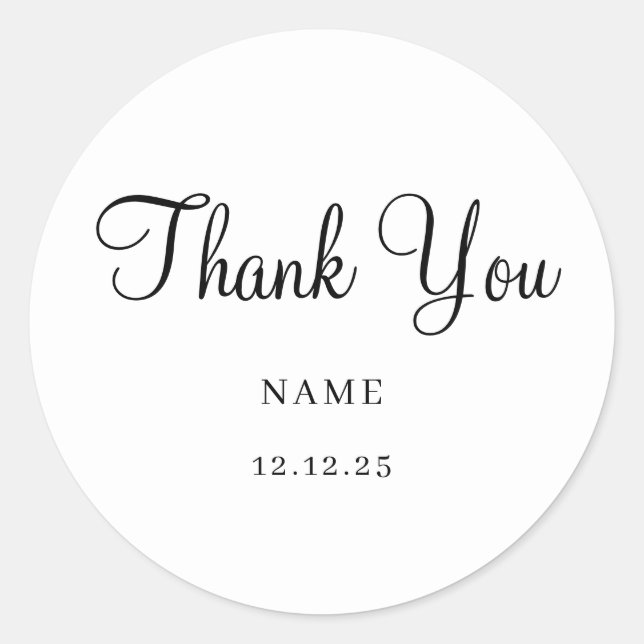 Simple Elegant Modern Minimalist Wedding Classic Round Sticker (Front)