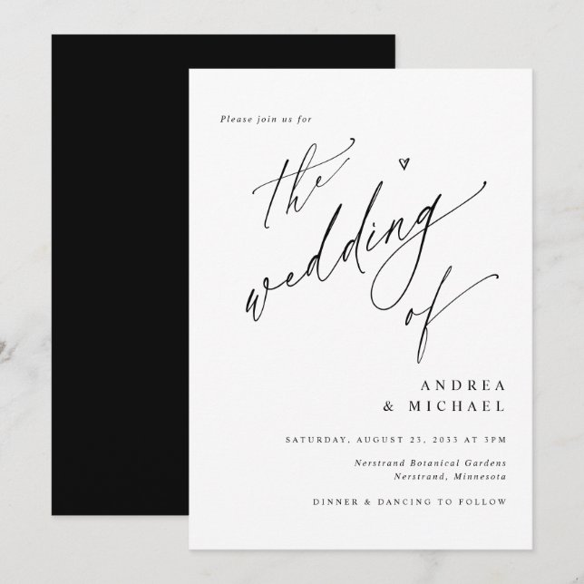 Simple Elegant Modern Minimalist Wedding Invitation (Front/Back)