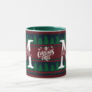 Simple Elegant Modern Monogram Christmas holiday Mug
