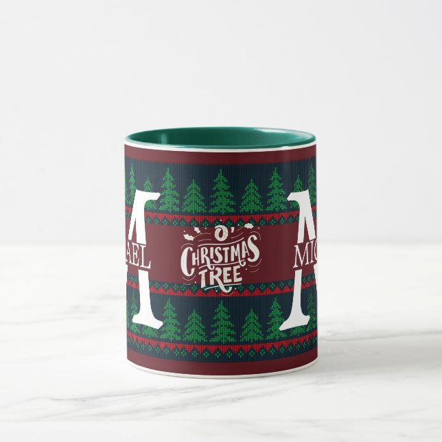 Simple Elegant Modern Monogram Christmas holiday  Mug (Center)
