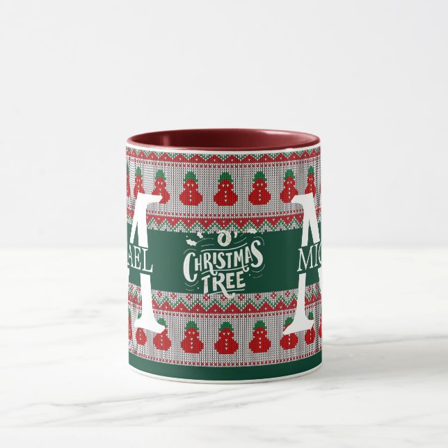 Simple Elegant Modern Monogram Christmas holiday  Mug (Center)