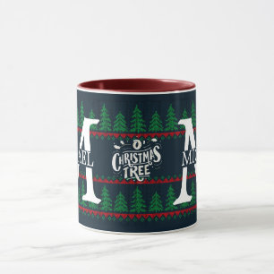 Simple Elegant Modern Monogram Christmas holiday  Mug