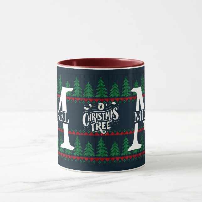 Simple Elegant Modern Monogram Christmas holiday  Mug (Center)