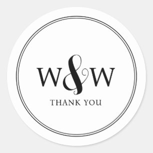 Simple Elegant Modern Monogrammed Wedding Classic Round Sticker