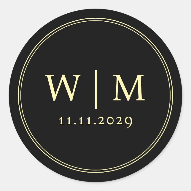 Simple Elegant Modern Monogrammed Wedding Classic Round Sticker (Front)