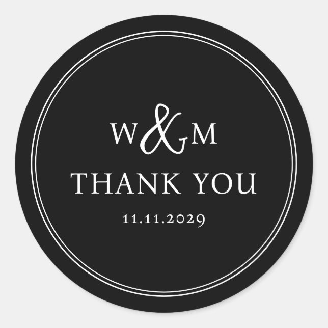 Simple Elegant Modern Monogrammed Wedding Classic Round Sticker (Front)