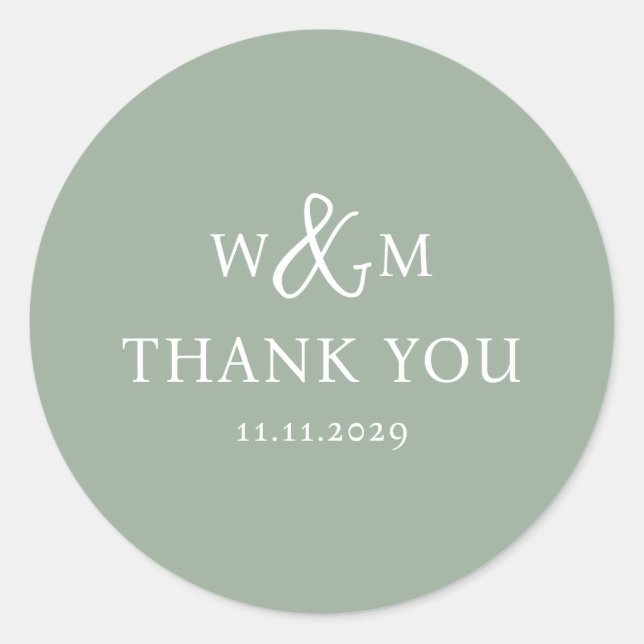 Simple Elegant Modern Monogrammed Wedding Classic Round Sticker (Front)