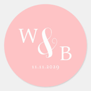Simple Elegant Modern Monogrammed Wedding Classic Round Sticker