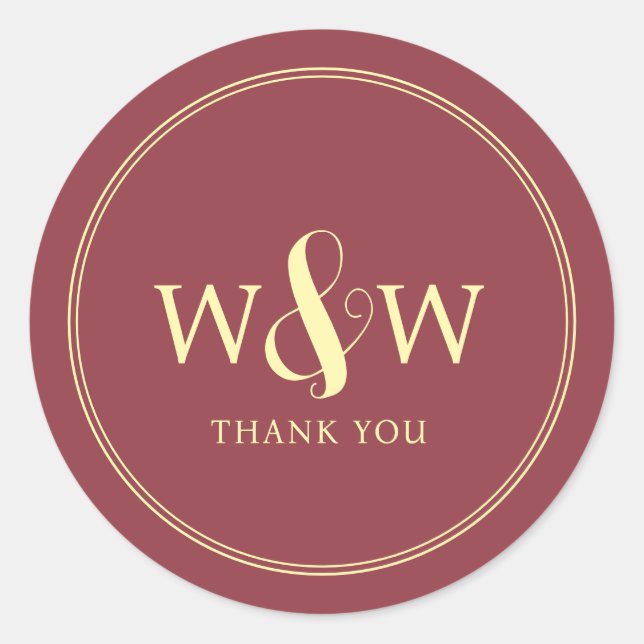 Simple Elegant Modern Monogrammed Wedding Classic Round Sticker (Front)