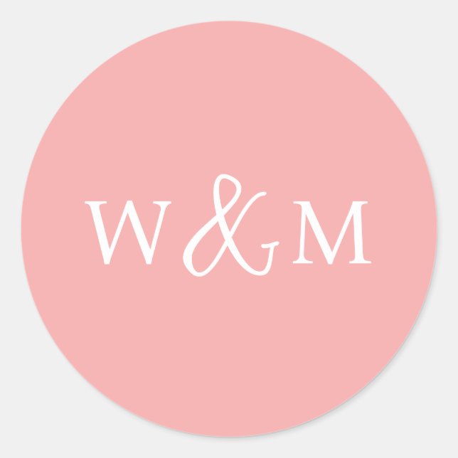 Simple Elegant Modern Monogrammed Wedding Classic Round Sticker (Front)