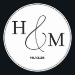 Simple Elegant Modern Monogrammed Wedding Classic Round Sticker<br><div class="desc">Simple Elegant Modern Monogrammed Wedding</div>