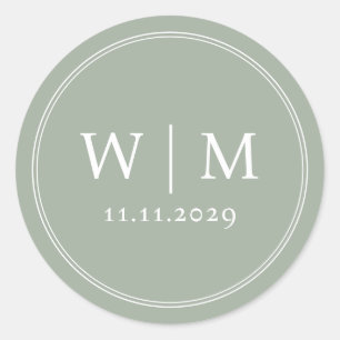 Simple Elegant Modern Monogrammed Wedding Classic Round Sticker