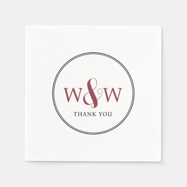 Simple Elegant Modern Monogrammed Wedding Napkin (Front)