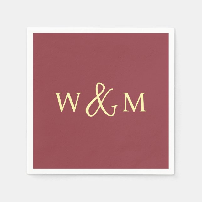 Simple Elegant Modern Monogrammed Wedding Napkin (Front)