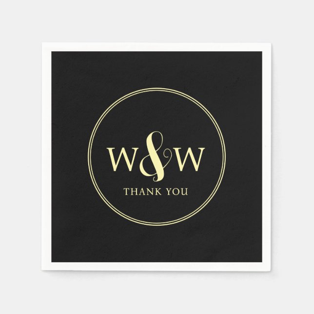 Simple Elegant Modern Monogrammed Wedding Napkin (Front)