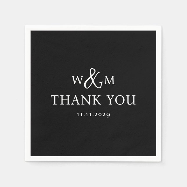 Simple Elegant Modern Monogrammed Wedding Napkin (Front)