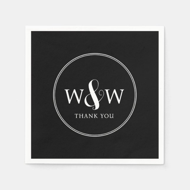 Simple Elegant Modern Monogrammed Wedding Napkin (Front)