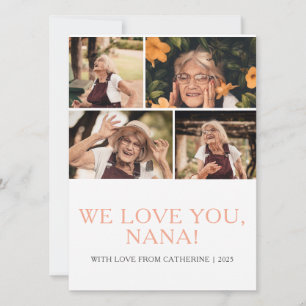 Simple Elegant Modern Mothers Day Grandma 4 Photo Holiday Card