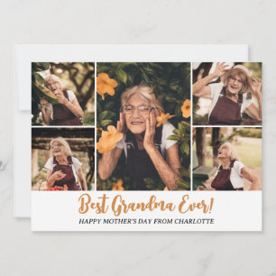 Simple Elegant Modern Mothers Day Grandma 5 Photo Holiday Card