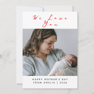 Simple Elegant Modern Mothers Day One Photo Holiday Card