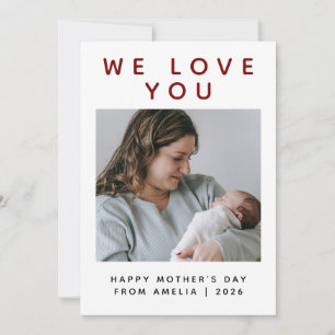 Simple Elegant Modern Mothers Day One Photo Holiday Card