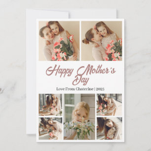 Simple Elegant Modern Mothers Day Photo Collage Holiday Card
