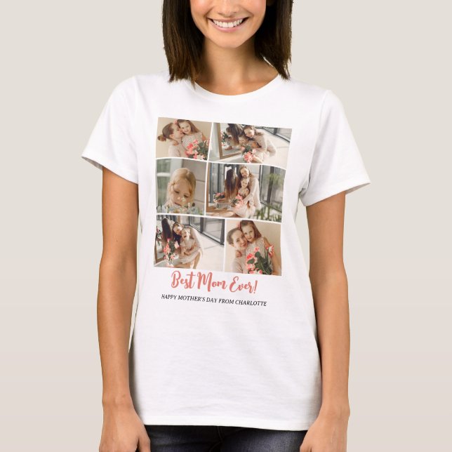 Simple Elegant Modern Mothers Day Photo Collage T-Shirt (Front)