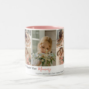 Simple Elegant Modern Mothers Day Photo Collage Two-Tone Coffee Mug
