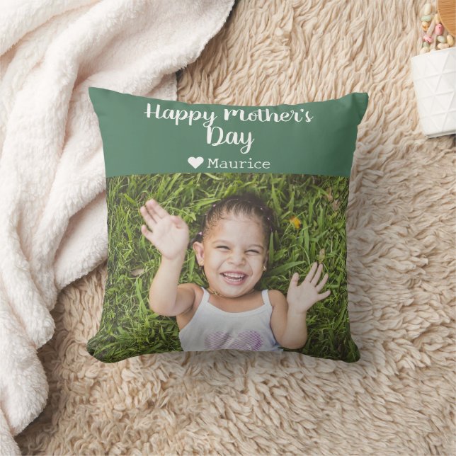 Simple Elegant Modern Mothers Day Photo Name Cushion (Blanket)