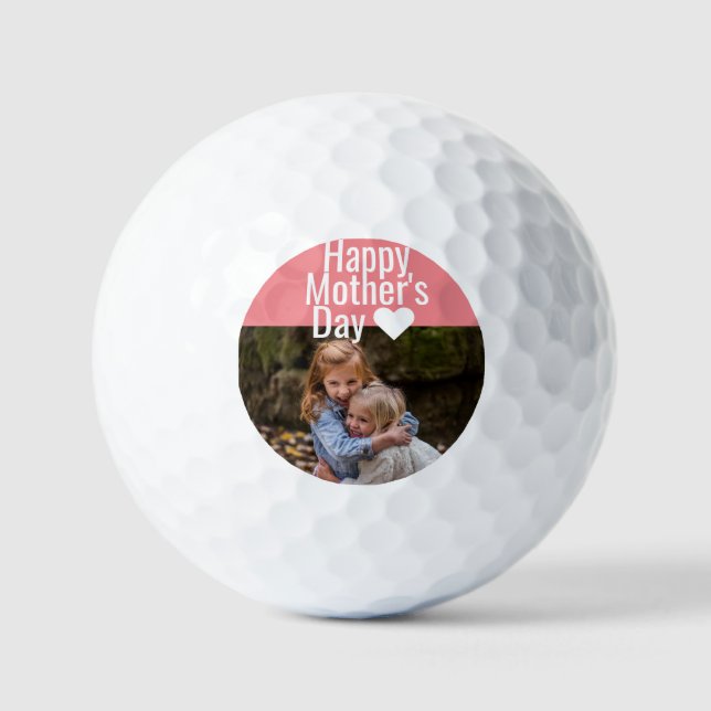 Simple Elegant Modern Mothers Day Photo Name Golf Balls (Front)
