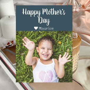 Simple Elegant Modern Mothers Day Photo Name Holiday Card
