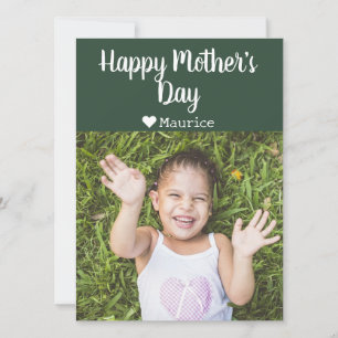 Simple Elegant Modern Mothers Day Photo Name Holiday Card