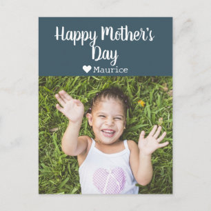 Simple Elegant Modern Mothers Day Photo Name Holiday Postcard