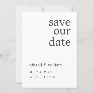 Simple Elegant Modern Non Photo Wedding Custom Save The Date