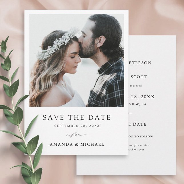 Simple Elegant Modern Photo Save the Date Card (Creator Uploaded)