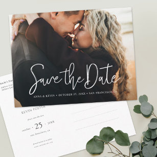 Simple Elegant Modern Photo Save the Date Invitation Postcard